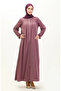 Robed Zippered Abaya 0702-04 Dark Lilac - 2