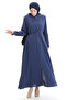 Large Size Sleeve Pleated Lace up Ferace 6194-04 Indigo - 2