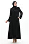 Large Size Hidden Zipper Embroidered Ferace 6193-01 Black - 2