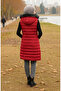 Hooded Zippered Puffer Vest 70030-01 Claret Red - 3