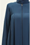 Pleated Zippered Abaya 5004-05 Petrol - 4