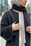 معطف فرو بأزرار وشال 6341-04 أنثراسيت - 4