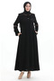 Large Size Hidden Zipper Embroidered Ferace 6193-01 Black