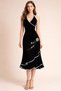 Mandarin Collar Lotus Flower Embroidered Dress with Ribbon Detail at Hem - 3