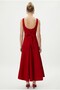 Women's Füsun Back-Tie Square Neck Woven Long Red Dress - 5