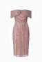 Women's Powder Boat Neck Beaded Midi Evening Dress - 6
