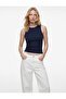 Color Contrast Layered Slim Fit Crew Neck Sleeveless Ribbed Blouse