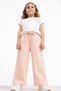 Girl's Wide-Leg Pants Set with Floral Detail T-Shirt - 6