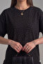 Women's crew neck short sleeve diamond pattern knit blouse with stone embellishments 4193 - 2