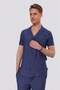 Men's Slim Fit Linen Blend Comfortable Fit Lapel Collar Short Sleeve Indigo Blue Shirt g 1549 - 2