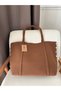 Women's Bougainvillea Model Large Size Suede Shoulder Bag with Staple Detail - 5