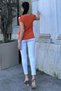 Women's Brick Color Block V-Neck Short Double Sleeve Full Size Airobin Summer Blouse 2850187 - 3
