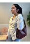Women's Burgundy Camellia Model Casual Adjustable Strap Cross Shoulder Bag