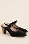 Women's Genuine Leather Heels Slipper Vdt.13 Black - 3