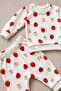 Baby Girl Strawberry Patterned Organic Cotton Double Set Long Sleeve Top and Bottom Set (0–24 Months) - 3