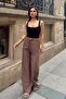 Women's Mink Linen Textured Loose Cut Palazzo Trousers - 4