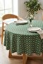 Round Tablecloth Green Floral Quality Fabric Stain Resistant Picnic Tablecloth - 4