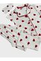 Cotton White Heart Pattern Shirt Collar Buttoned Short Sleeve Pajama Set Suitable for Girls and Mother - 3