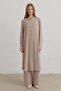 Plus Size Hakim Collar Basic Tunic Beige