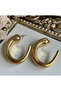 Gold Color Oval Design 316L Steel Earrings - 2