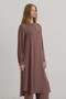 Plus Size Hakim Collar Basic Tunic Light Brown - 2