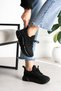 Black-Black Stone Premium Women's Sneaker Thick Sole Knitwear Stylish Sports Shoes - 3