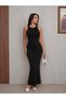 Women's Ribbed Knitwear Maxi Dress Halter Neck Fitted Summer Stylish Dress - 2