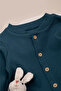Baby Girl Boy Romper Long Sleeve Beret Embroidered Ribbed Knit Rompers - 2