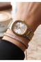 Women's Square Frame Metal Cord Wrist Watch - Modern Design