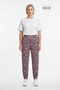 Women's Florina Regular Waist Elastic Waist Floral Printed Narrow Leg Stretchy Combed Cotton Trousers Salmon