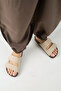 ®   Premium Tolly Genuine Leather Snake Textured Double Belted Velcro Women's Daily Slippers - 5