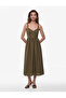 Modal Midi Dress with V-Neck Pockets and Adjustable Straps