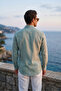 Men's 100% Cotton Premium Modal Fabric Breathable Comfortable Long Sleeve Shirt - Khaki - 4