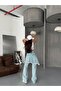 High-Waisted, Ripped, Asymmetrical Mini Skirt-Style Wide-Leg Jeans - 2