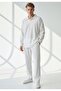 Unisex Corded Fabric Shirt Collar Long Sleeve Pocket Elastic Waist 2-Piece Set - 5