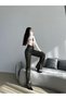 High Waist Leather-Look Women's Trousers – Stylish Straight Leg Pvc Fabric Modern Design - 3