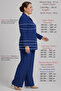 Plus Size Women's Summer High Quality Modal Linen Two-Piece Mom Set Zipper Shirt Pants Comfortable Fit Navy Blue - 4