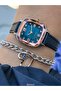 Navy Blue Leather Cord Waterproof Guaranteed Wristwatch+Bracelet - 5