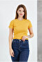Crew Neck Short Sleeve Ribbed Lycra Bady Blouse T-Shirt - 2