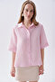 Women's Pink 3/4 Sleeve Oversize Linen Shirt
