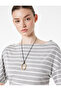 Slim Fit Drape Detailed Off-The-Shoulder Boat Neck T-Shirt