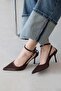 Mila Women's Heeled Satin Shoes Brown