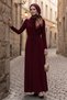 Shawl Tie-Detail Dress 1691 - Burgundy - 2