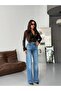 Women's High Waist Wide Leg Jean Pants - 100% Cotton Denim - 4