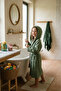 Cotton Hooded Children's Muslin Bathrobe Beach Green