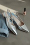 Felina Silver Wrinkled (3 cm Heeled) Pointed Toe Heeled Shoes - 3