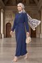 Sueda Buckled Hijab Dress 1699 - Navy Blue - 2