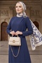 Sueda Buckled Hijab Dress 1699 - Navy Blue - 4