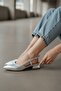 Felina Silver Wrinkled (3 cm Heeled) Pointed Toe Heeled Shoes - 2