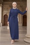 Sueda Buckled Hijab Dress 1699 - Navy Blue